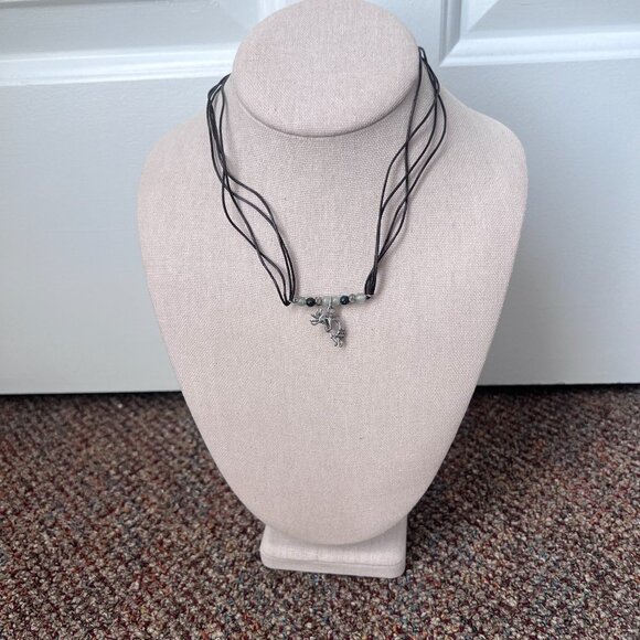 Tribal multi cord pendant necklace man playing clarinet instrument - Picture 1 of 3